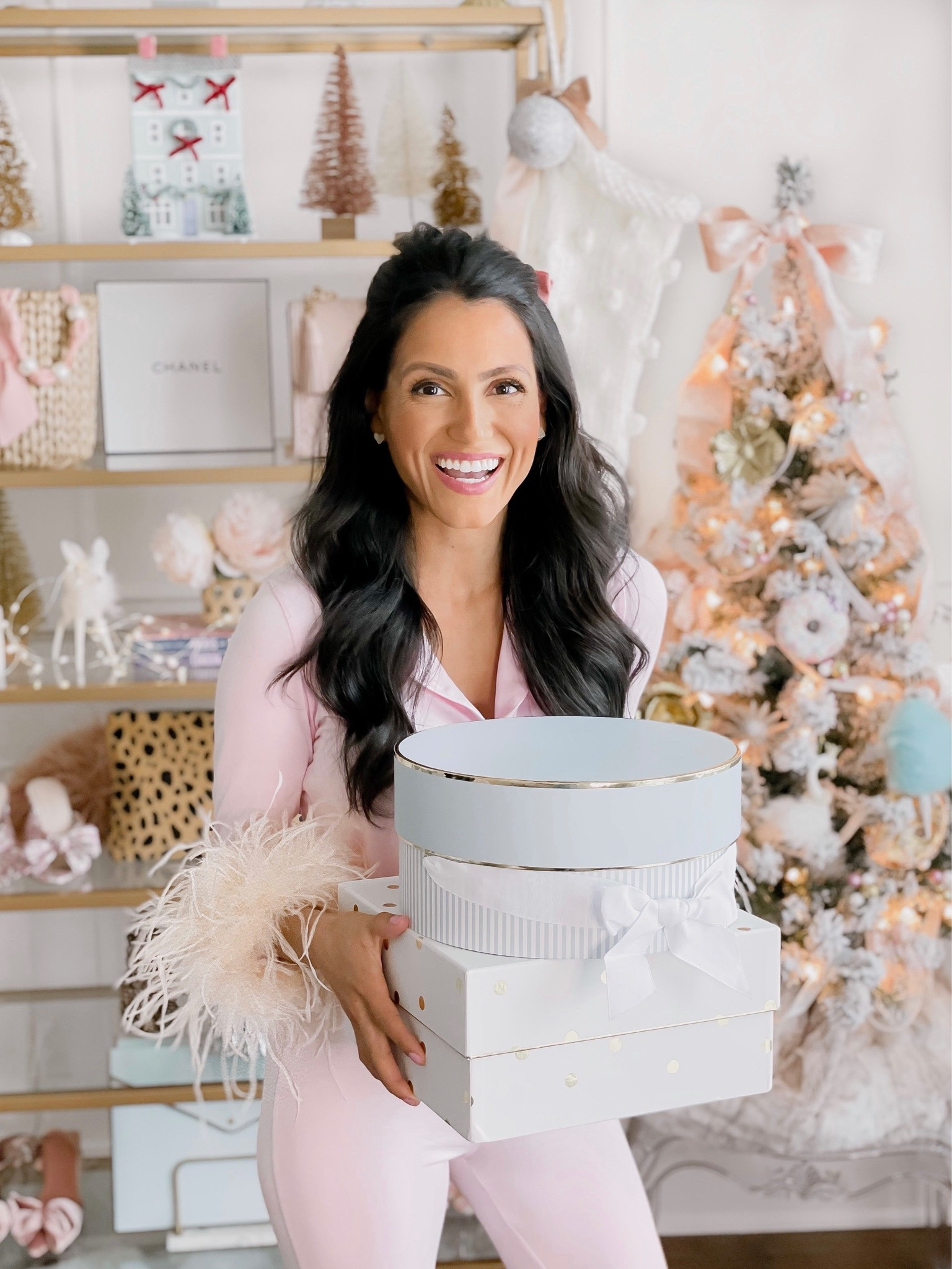 Christmas feather pj party! 🎄 🦢 🎉 I made these myself with feather boas that i transformed into arm bands. Everything is from Amazon and super cheap!

#LTKSeasonal #LTKunder100