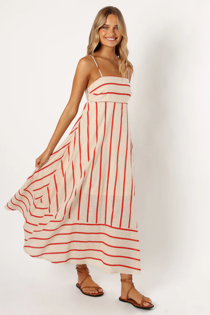 Brea Maxi Dress - Cream Stripe | Petal & Pup (AU)