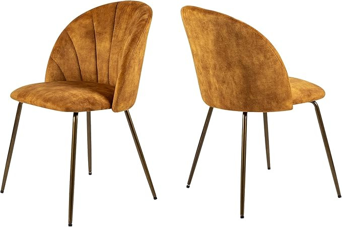 GIA Home Furniture Series Mid-Century Modern Dining Chair with Tufted Cinnamon Velvet Upholstery,... | Amazon (US)