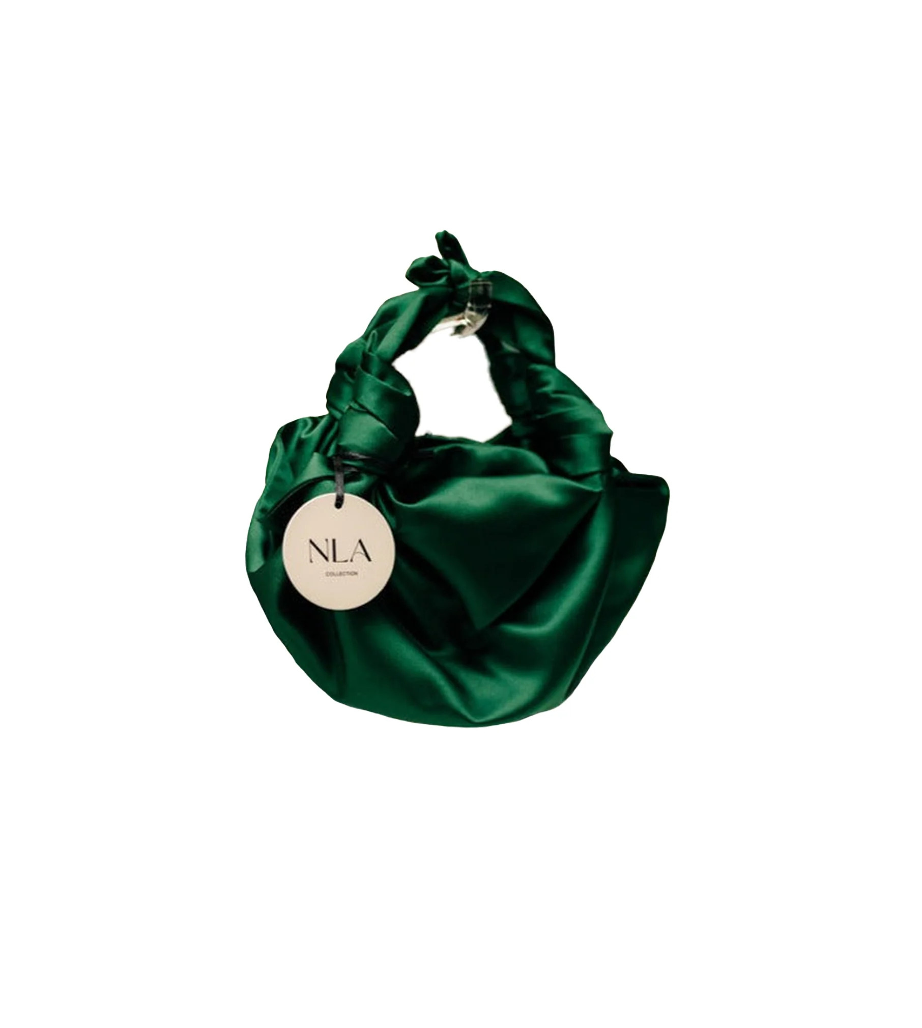 DARK GREEN NLA SILK KNOT BAG | NLA Collection
