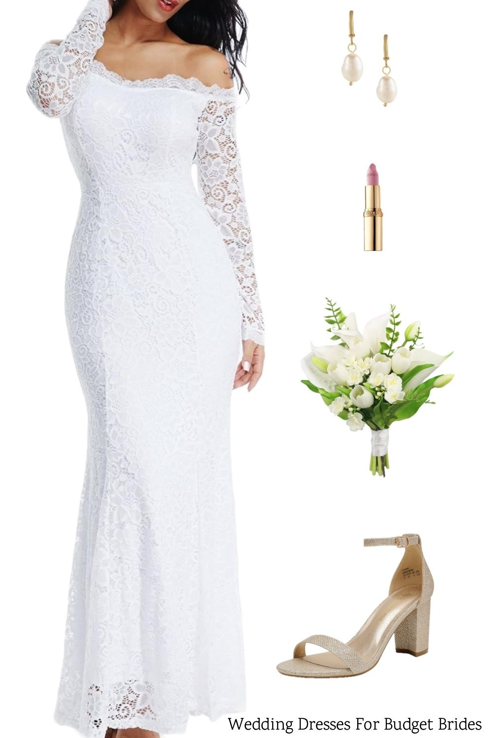 Affordable wedding day outfit idea for the bride to be. Bridal dress is around $60. Find everything on Amazon. 

Reception dress, courthouse elopement dress, long white dress, minimalist wedding dress, or microwedding dress. 

#LTKWedding #LTKspringtrends #LTKspring