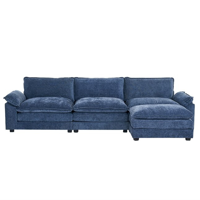 Outopee 120-in Modern Blue Chenille Sectional | Lowe's