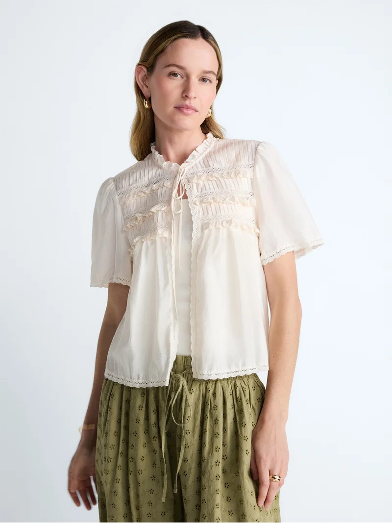 Scoop Women’s Crochet Lace Top, Sizes XS-4X - Walmart.com | Walmart (US)