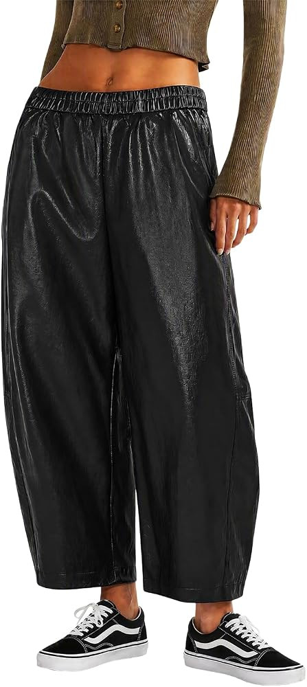 Imily Bela Business Casual Pants for Women High Waist Leather Jeans | Amazon (US)