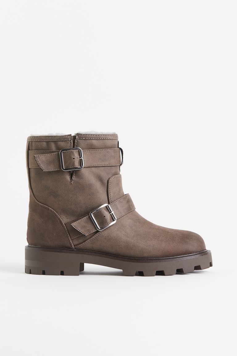 Teddy-lined Biker Boots | H&M (US + CA)