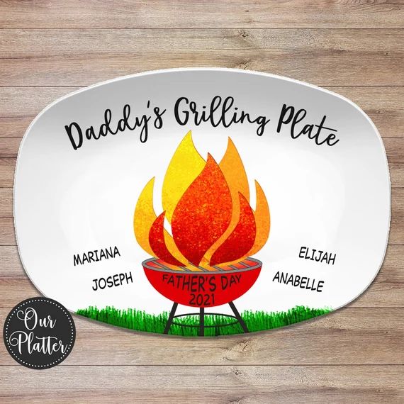 BBQ Grilling Personalized Plate | Daddy's Grilling Plate for Father's Day • Custom Gift for Him... | Etsy (US)