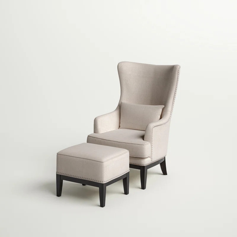 Caistor Upholstered Wingback Chair with Ottoman | Wayfair North America