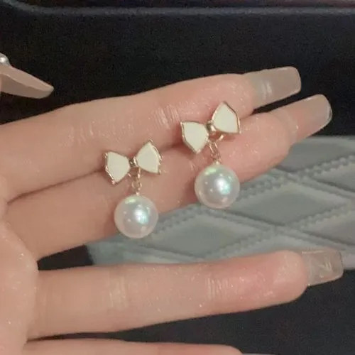 Borscht - Bow Faux Pearl Drop Earring / Clip On Earring | YesStyle Global