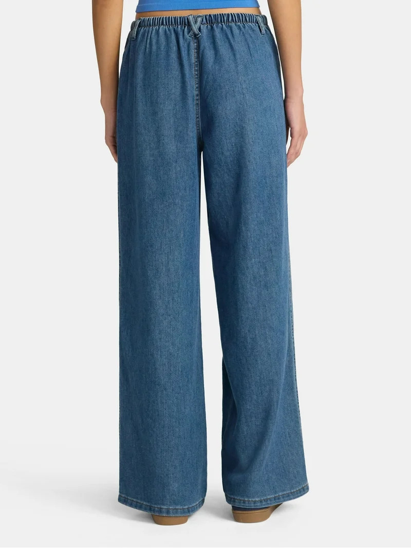 No Boundaries Mini Waistband Wide Leg Pants, 31'' Inseam, Women's | Walmart (US)
