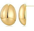 Gold Silver Big Oval Dome Circle Square Ball Wide Hoop Earrings Geometry Statement Earrings for W... | Amazon (US)