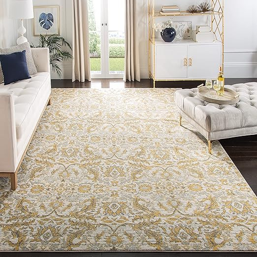 SAFAVIEH Evoke Collection Area Rug - 8' x 10', Ivory & Gold, Shabby Chic Oriental Design, Non-She... | Amazon (US)