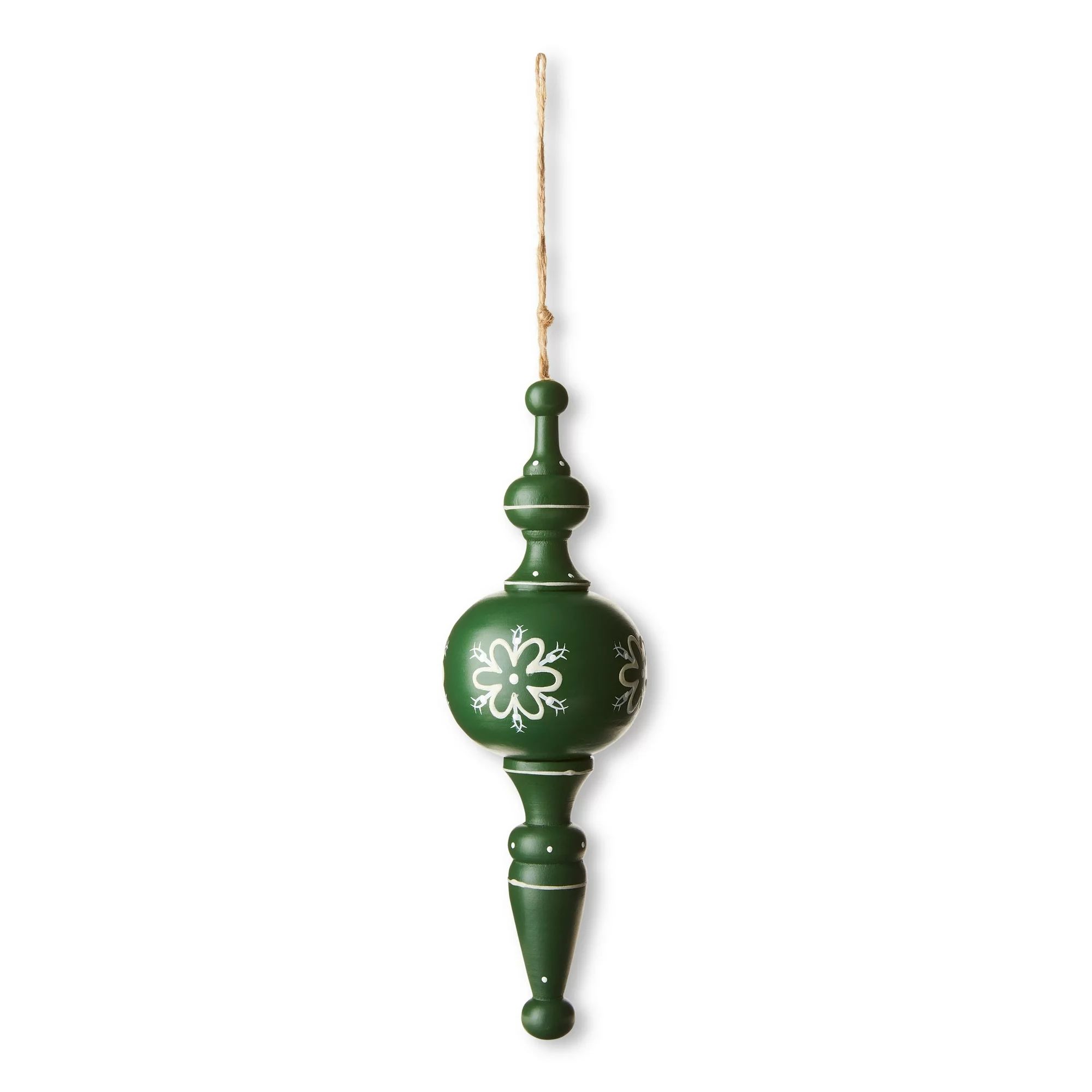 Home for Christmas Green Wood Finial Shape with Snowflake Pattern Christmas Ornament, by Holiday ... | Walmart (US)