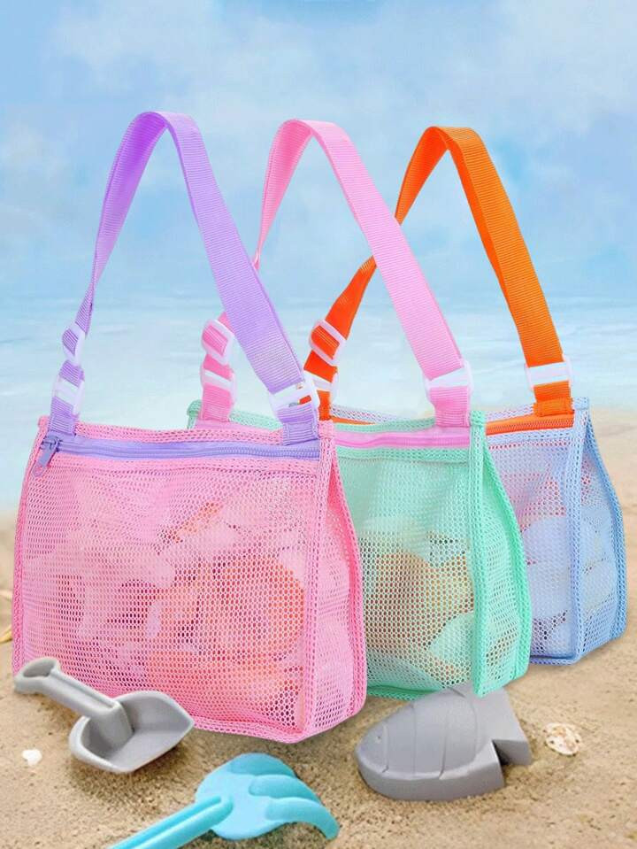 Beach Toy Mesh Beach Bag Shell Collecting Bags With Zipper And Adjustable Strap Crossbody Bag Cute Beach Tote Bag Handbag Perfect For Collecting Seashells Beach Toys And Swimming Accessories Toy Finishing Storage Bag Organizer Cruise Travel Essential Accessories Camping Beach Essentials Gift For Boy And Girls (Only Bag, Without Toys) | SHEIN
