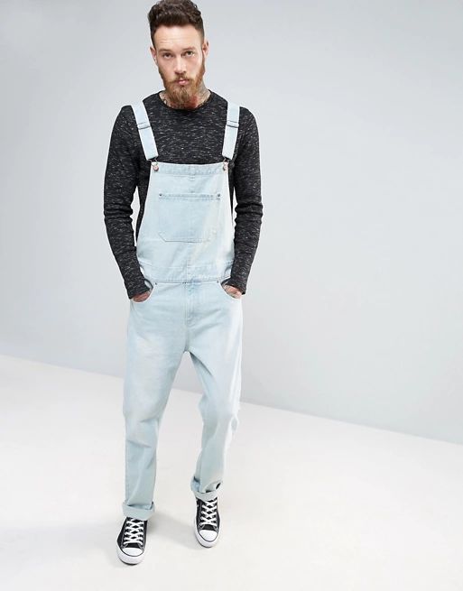 ASOS Denim Overalls In Light Blue Wash | ASOS US