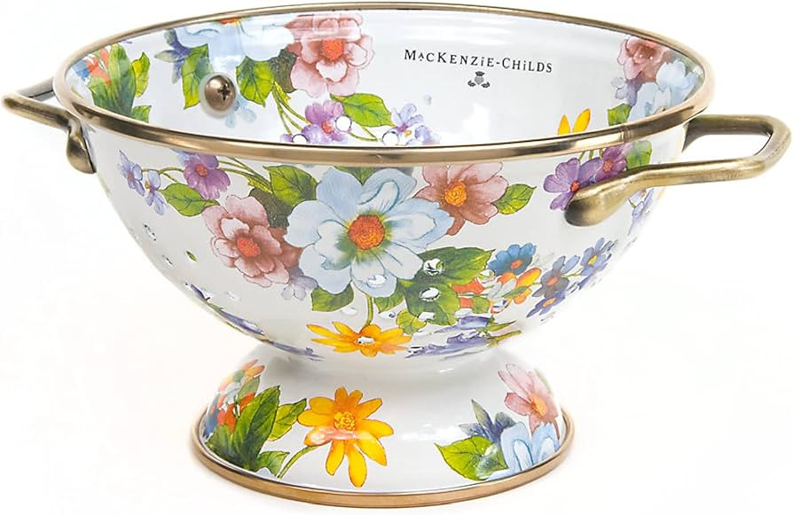 MacKenzie-Childs Flower Market Enamel Colander, Kitchen Sink Strainer, Small, White | Amazon (US)
