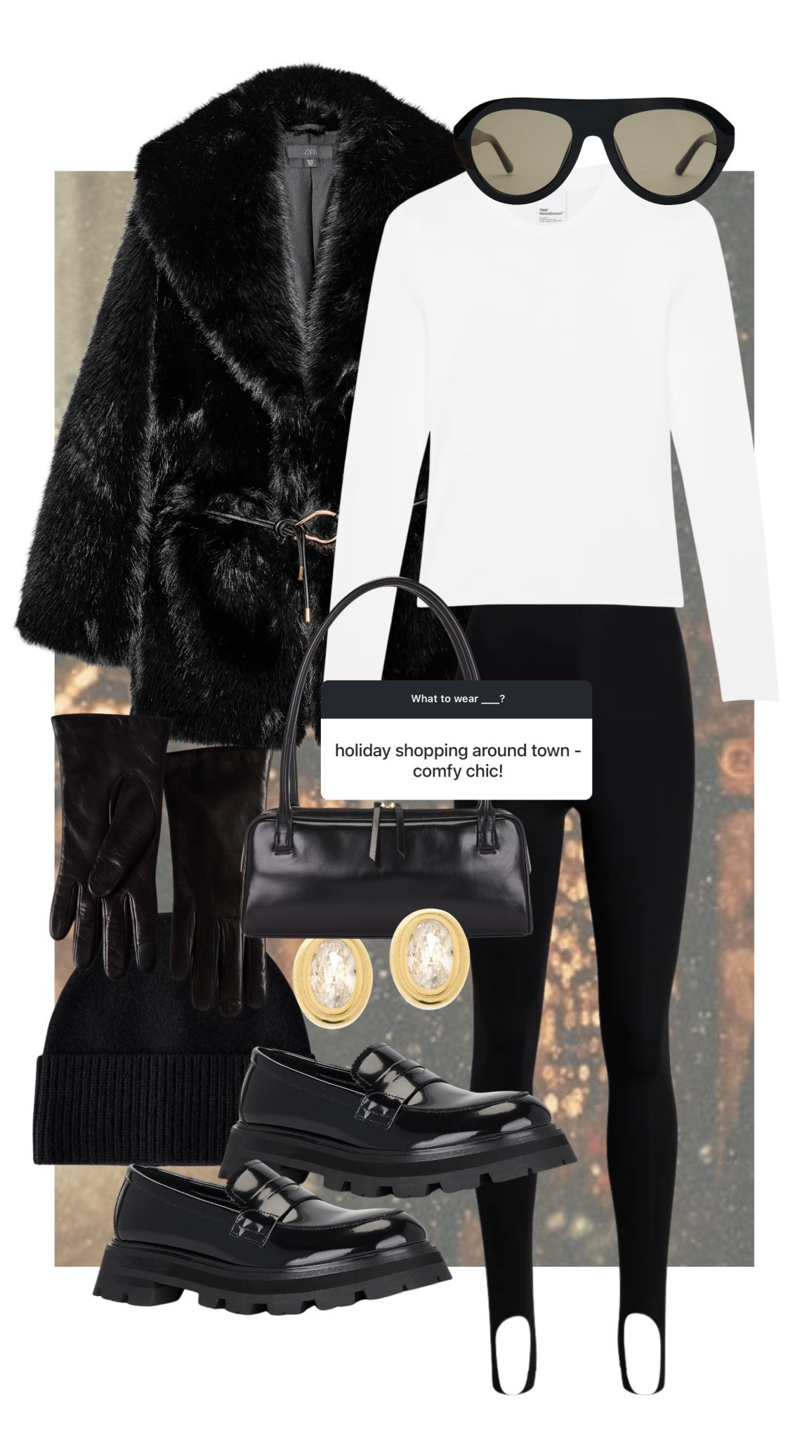 What to wear: holiday shopping around townn
#kathleenpost

Winter outfit, winter fashion, winter coffee date, running errands, travel outfit, school drop off, winter shopping outfit, fur coat, stirrup leggings


#LTKootd #LTKSeasonal #LTKHoliday