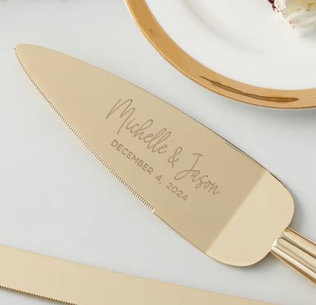 Modern Engraved Gold Cake Knife & Server or Flute Set by PersonalizationMall

Wedding | Custom Cake Serving Set | Gifts for Wedding |Wedding Cakes | Newlyweds | champagne Flute | wedding shower | bridal gift 


#LTKwedding #LTKhome #LTKSpringSale