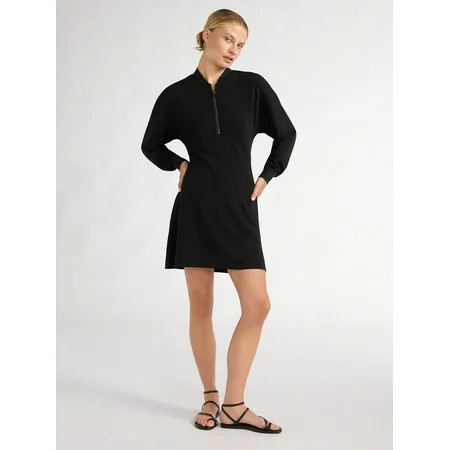 Scoop Women’s Ultimate ScubaKnit Zip Front Mini Dress Sizes XS-XXL | Walmart (US)