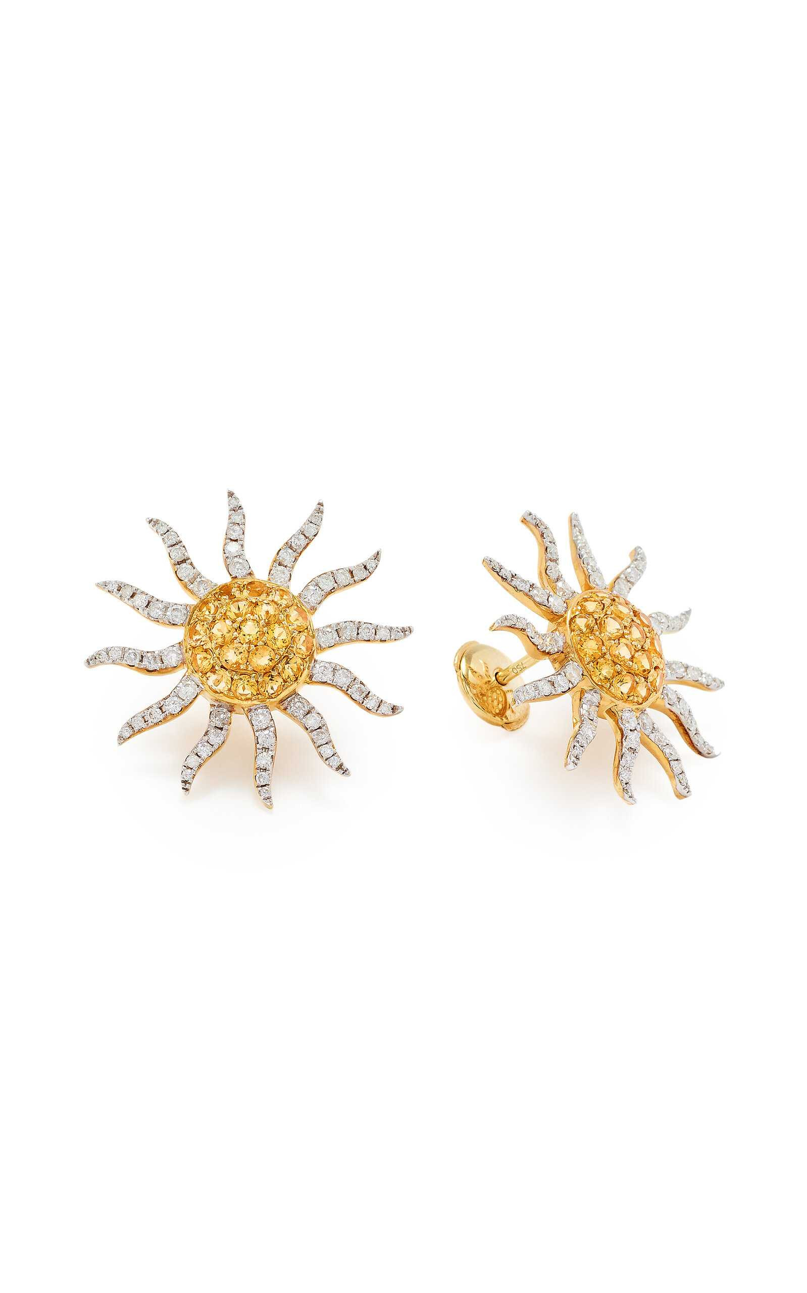Sun 18K Yellow Gold Diamond, Citrine Earrings | Moda Operandi (Global)