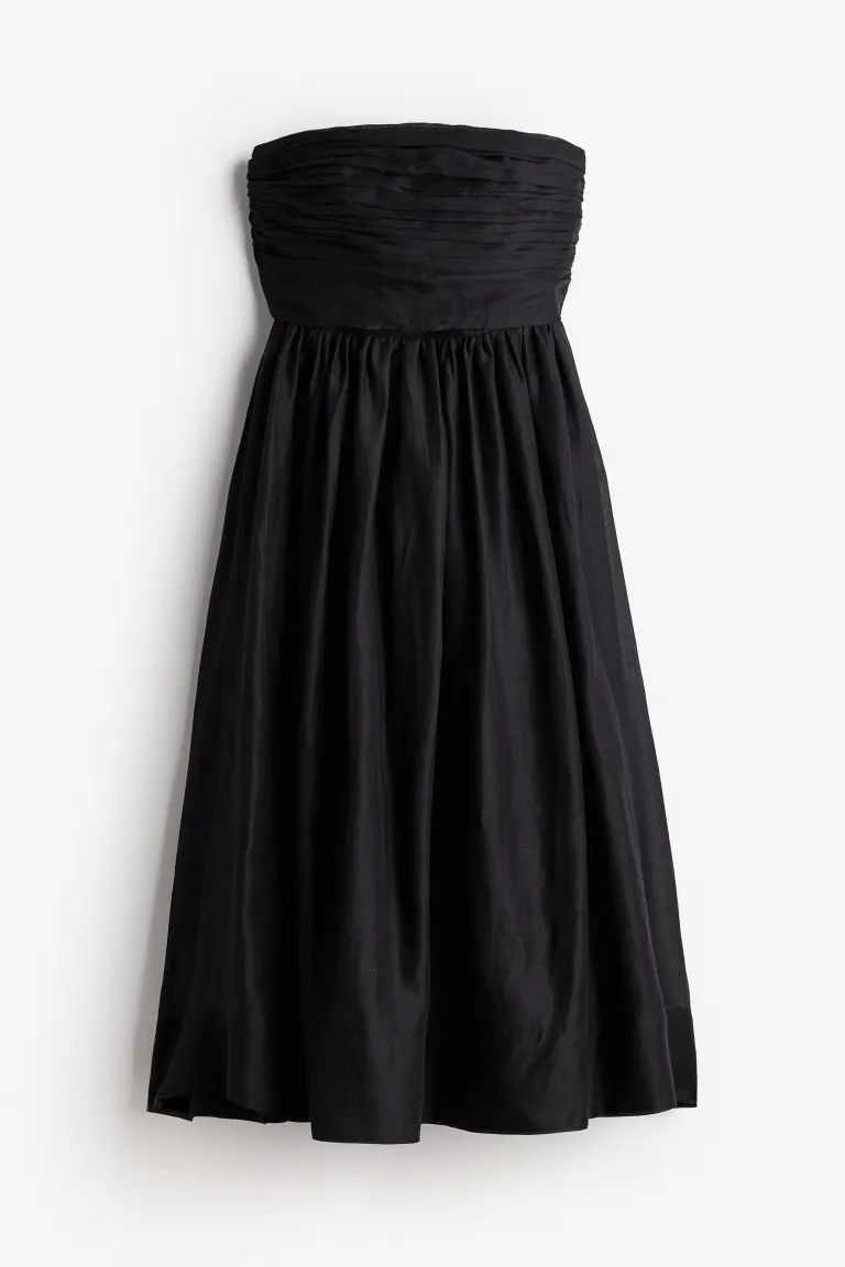 Ramie Bandeau Dress - Sleeveless - Midi - Black - Ladies | H&M US | H&M (US + CA)