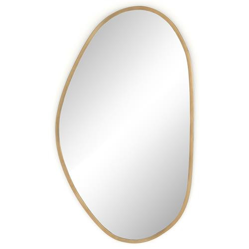 Bryan Industrial Loft Gold Iron Frame Clear Glass Wall Mounted Mirror | Kathy Kuo Home