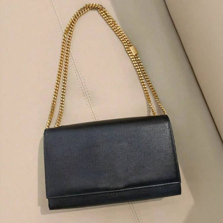 Classic Nude Crossbody Shoulder Bag With Gold Letter Logo | SHEIN