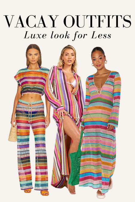 Luxe look for less vacation outfits! Beach outfit, pool outfit, swimsuit coverup, swimsuit set, bikini, colored set, matching set, rainbow set, coverup dress, crochet dress, crochet set

#LTKStyleTip #LTKTravel #LTKSwim