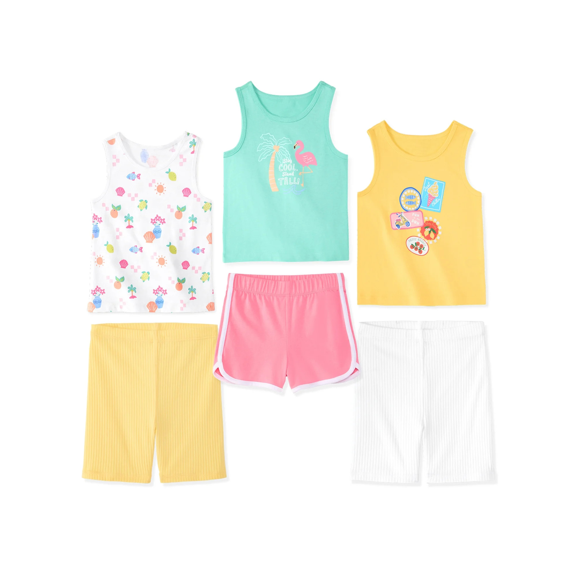 Garanimals Baby & Toddler Girl Cotton 6-Piece Outfit Sets, Graphic Tops & Bottoms, 0M–6T | Walmart (US)