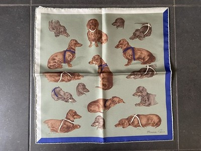 Hermès square scarf entitled Les bassets / Gavroche 45 cm / Green / Poret / NEW | eBay US