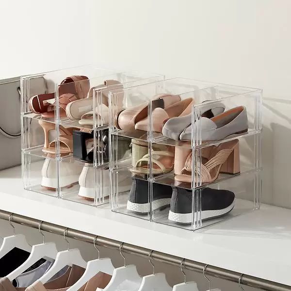 The Container Store Clearline Stackable Shoe Bin Case of 6 | The Container Store
