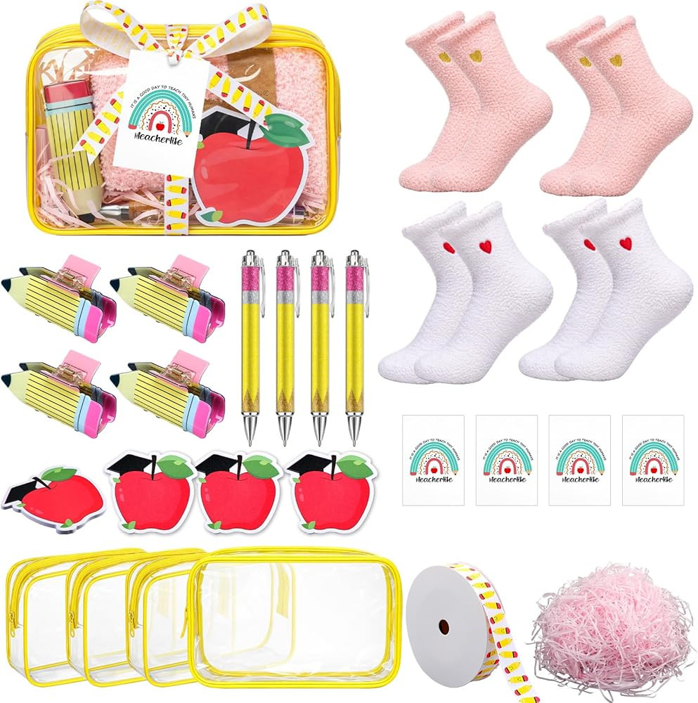 Janinka 26 Pcs Teacher Appreciation Gifts Bulk Thank You Teacher Gift Set Makeup Bags Pens Hair C... | Amazon (US)