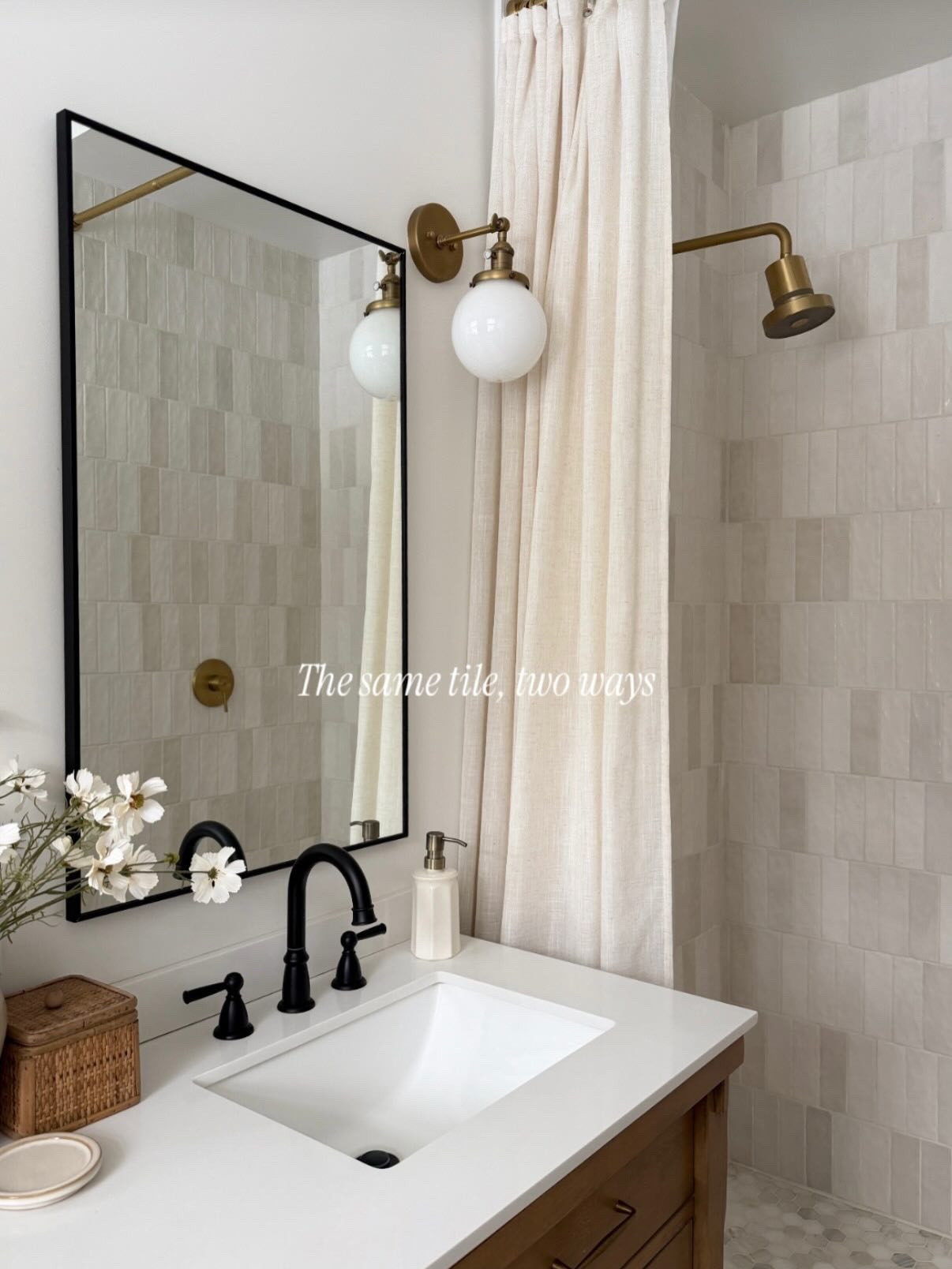 My favorite timeless tile for a kitchen or bath 🤍 Answering FAQ tile questions: 

- The tile is called Ivy Hill Tile Kingston White 3 x 8” Glazed Ceramic Wall Tile from @homedepot 
- We planned the tiles randomly, so the variation would look organic
- We used @mapeiusa White Grout 
- We used Schulter strips for the edge tile, but would have preferred a bullnose or pencil tile!

#LTKHome #LTKSeasonal #LTKSaleAlert