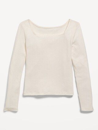 Long-Sleeve Pointelle-Knit Top for Girls | Old Navy (US)