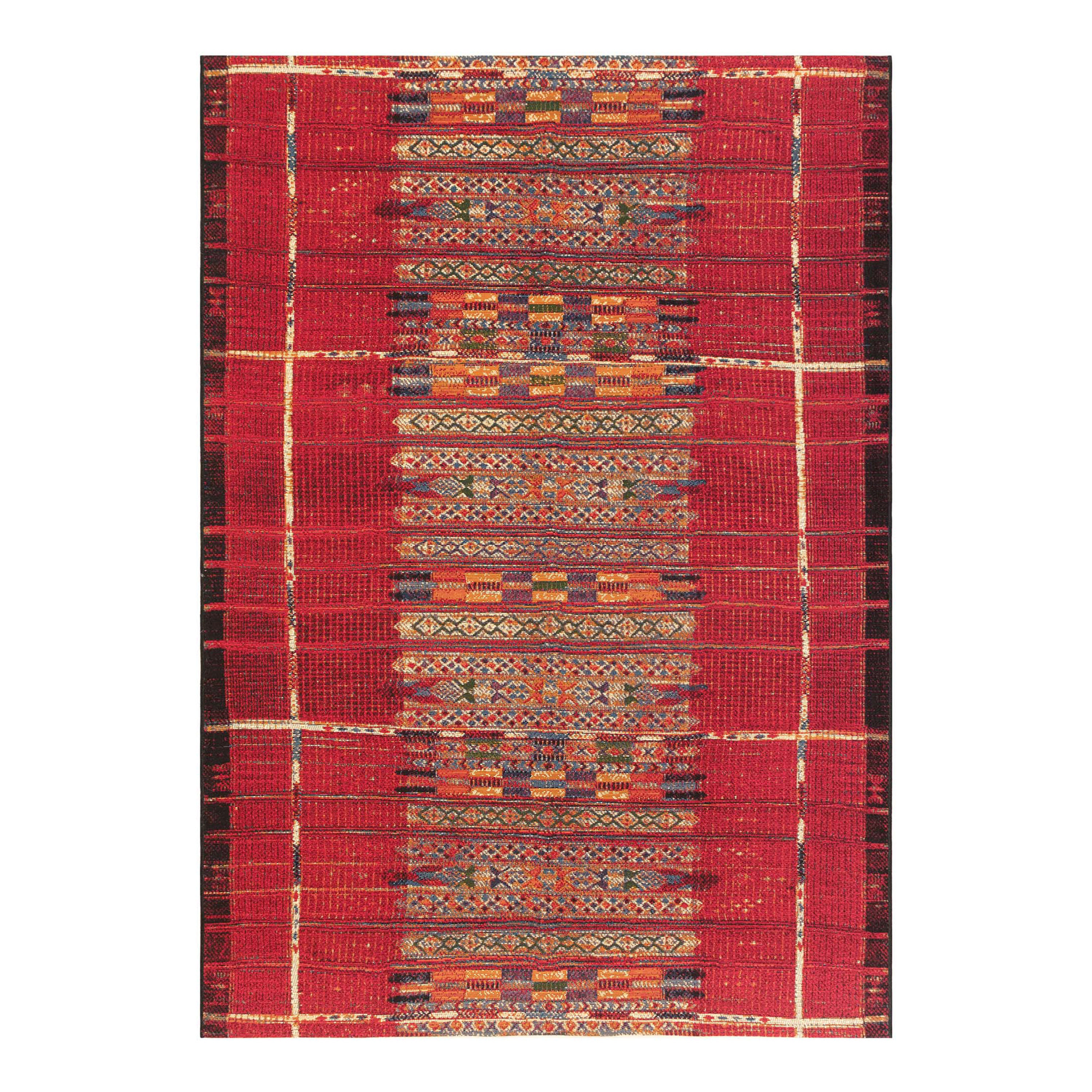 Red Multicolor Global Stripe Indoor Outdoor Rug | World Market