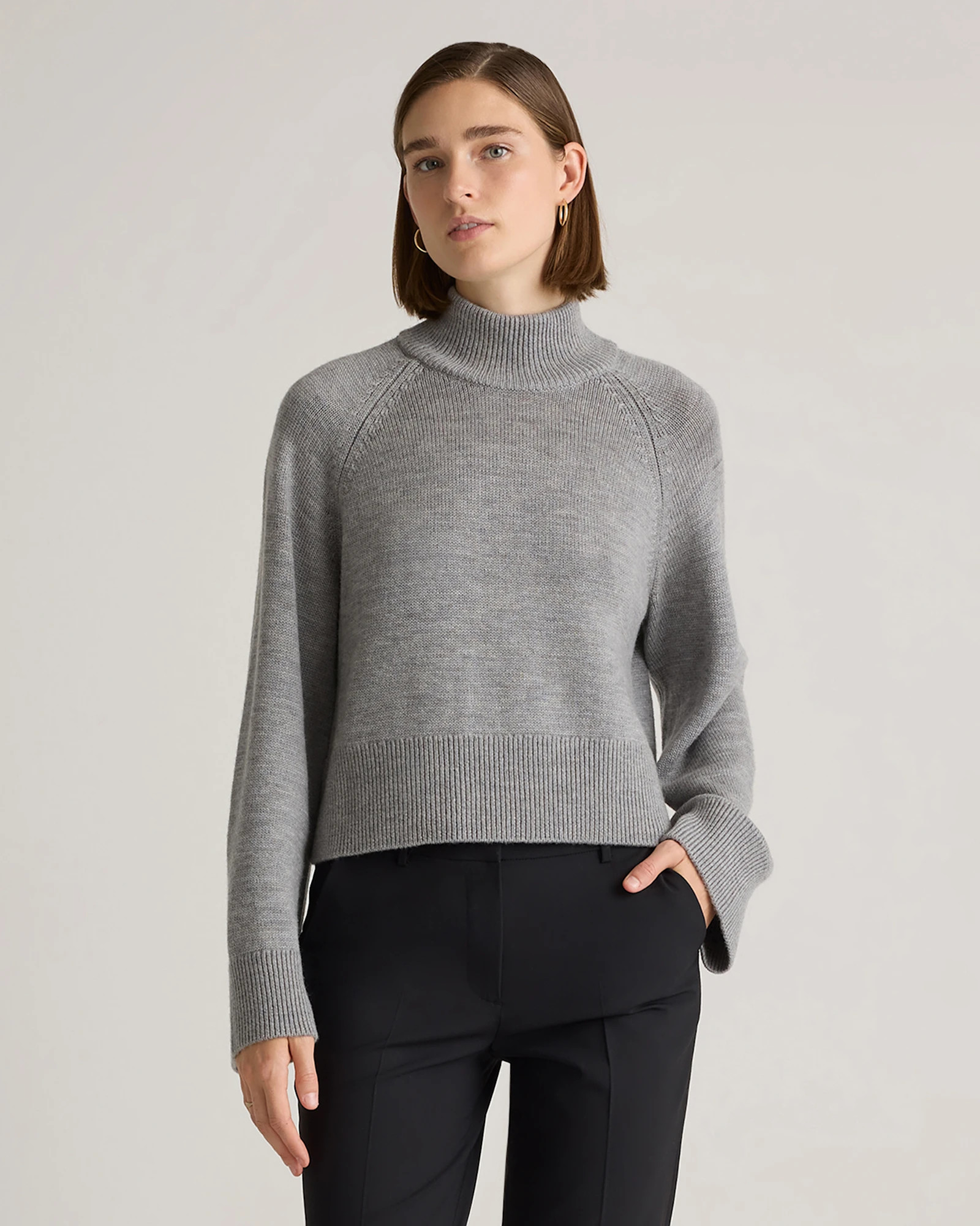Australian Merino Wool Cropped Mock Neck Sweater | Quince