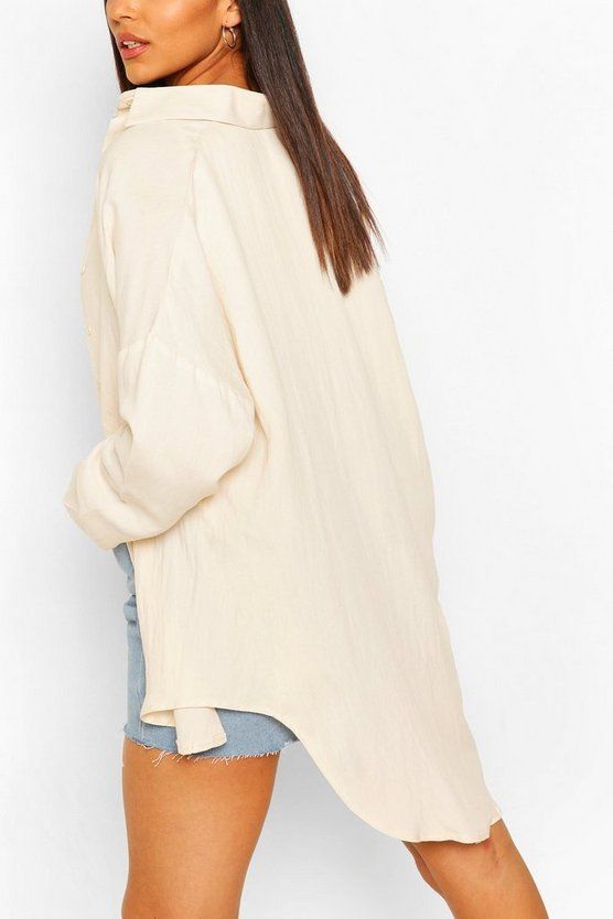 Tall Linen Look Oversized Shirt | Boohoo.com (US & CA)