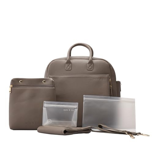 Ayla & Co Full-Size Diaper Bag Backpack, Baby Essentials Cross-Body Changing Bag for Baby Girl/Boy Convertible Straps Portable Tote Bag, Baby Changing Pad, Insulated Pockets & Pouch, Pebble | Amazon (US)