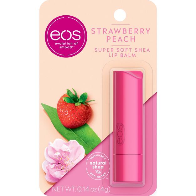 eos Super Soft Shea Lip Balm Stick - Strawberry Peach - 0.14oz | Target
