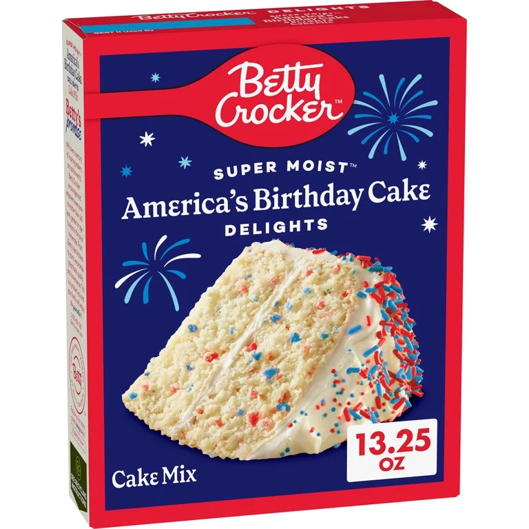 Betty Crocker Super Moist Delights Cake Mix, America's Birthday Cake, 13.25 oz | Walmart (US)