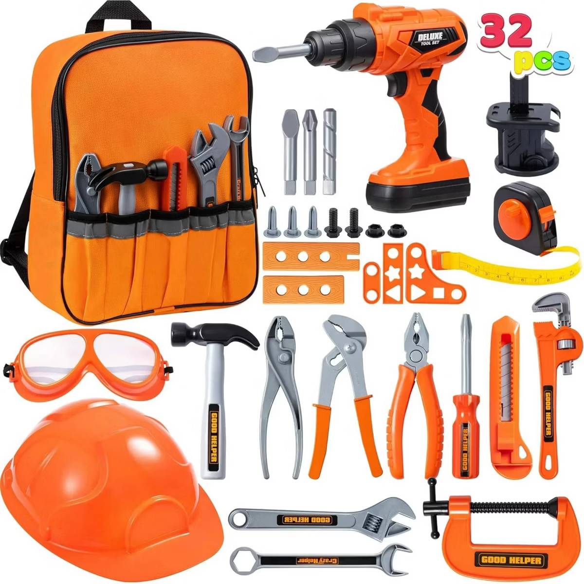 Joyfy 32PCS Kids Tool Set with Construction Backpack Costume & Toy Drill - Pretend Play Tool Kit ... | Target