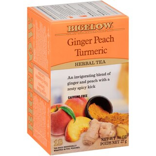 Bigelow Ginger Peach Turmeric Tea Bags, Caffeine Free, 18 ct, 0.98 oz | CVS Health