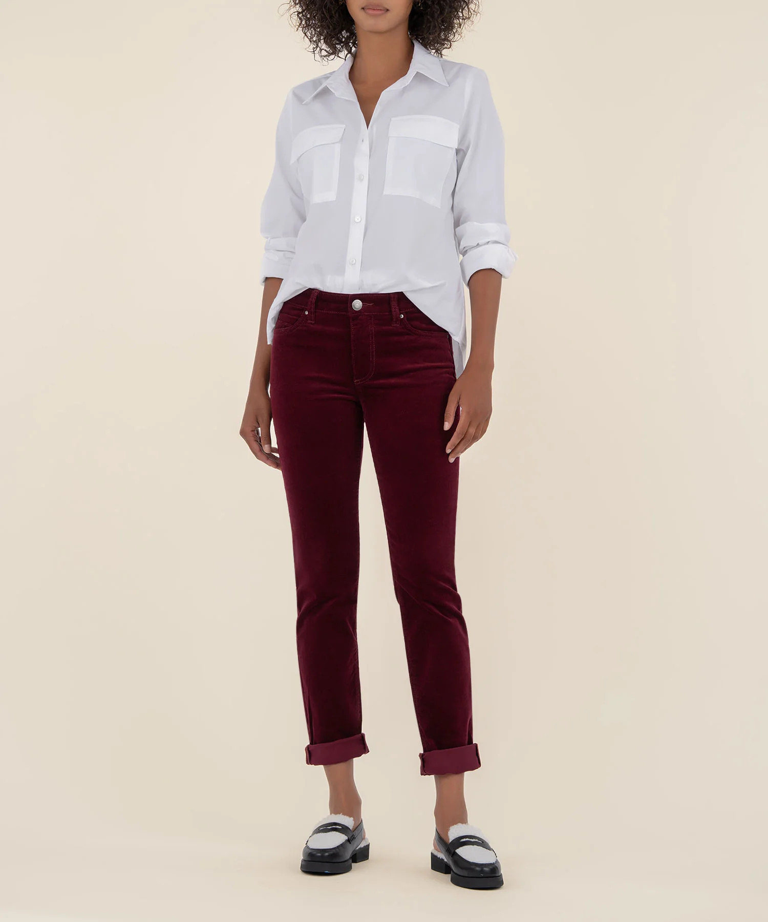 Catherine Corduroy Boyfriend - 00 / Dark Cherry - Kut from the Kloth | Kut From Kloth