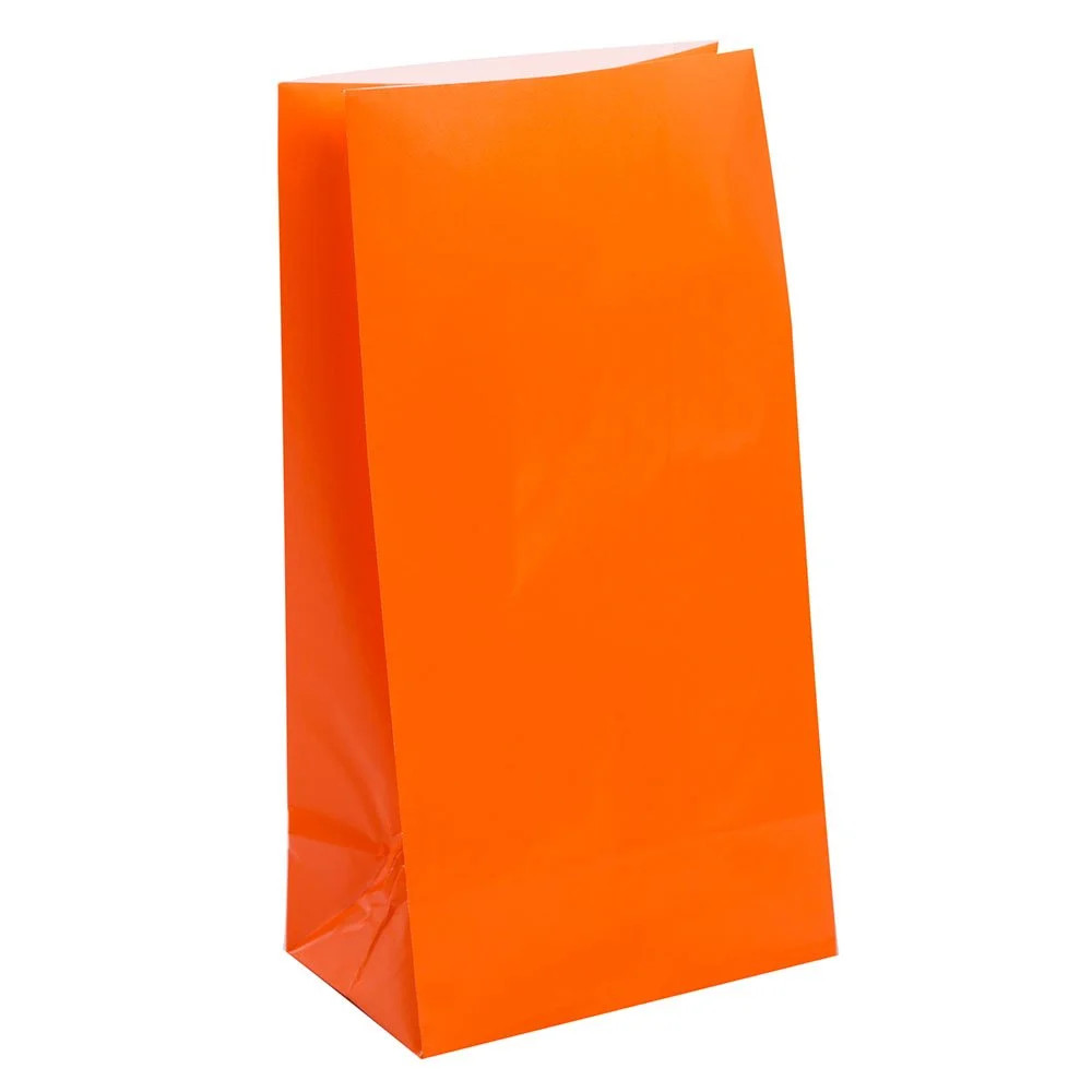 Unique Industries Orange Solid Print Party Bags, 12 Count | Walmart (US)
