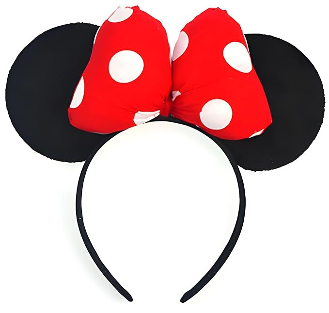 A Miaow 3D Black Mouse Velvet Ears Headband MM Polka Dot Satin Bow Hair Clasp Women Adults Holida... | Amazon (US)