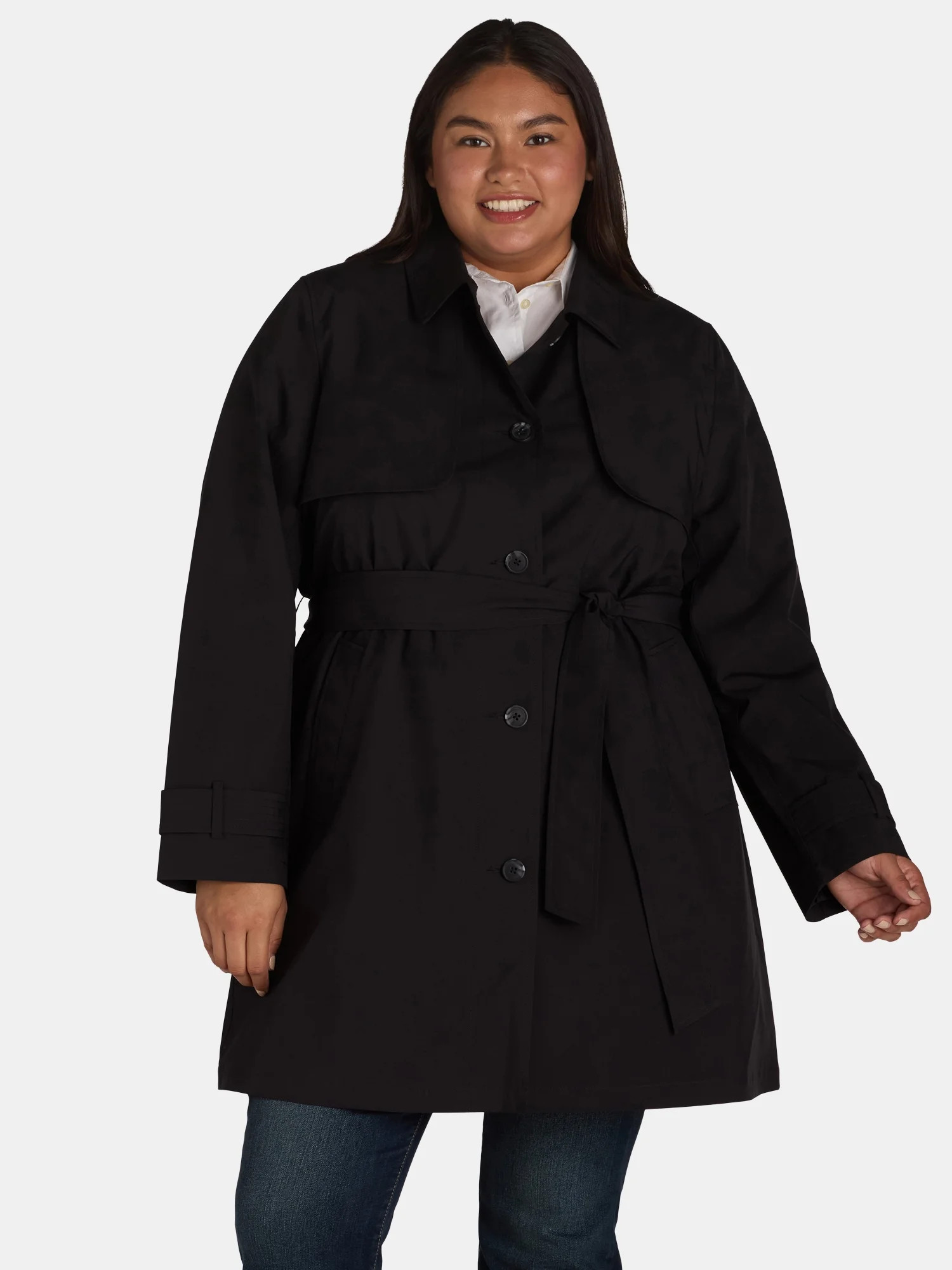 Time and Tru Women's and Women's Plus Trench Coat, Sizes XS-3X | Walmart (US)