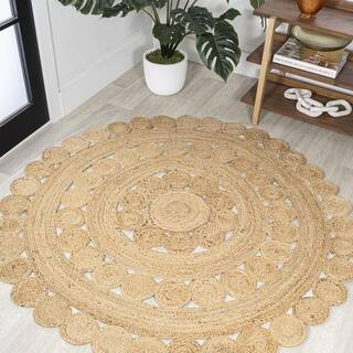JONATHAN Y Daisy Hippy Jute Medallion Circle Natural 5 ft. Round Area Rug RNF114A-5R - The Home D... | The Home Depot