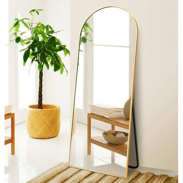 TinyTimes 65"x22'' Arched Full Length Mirror Freestanding Floor Mirror Modern Wall Mirror-Gold | Walmart (US)