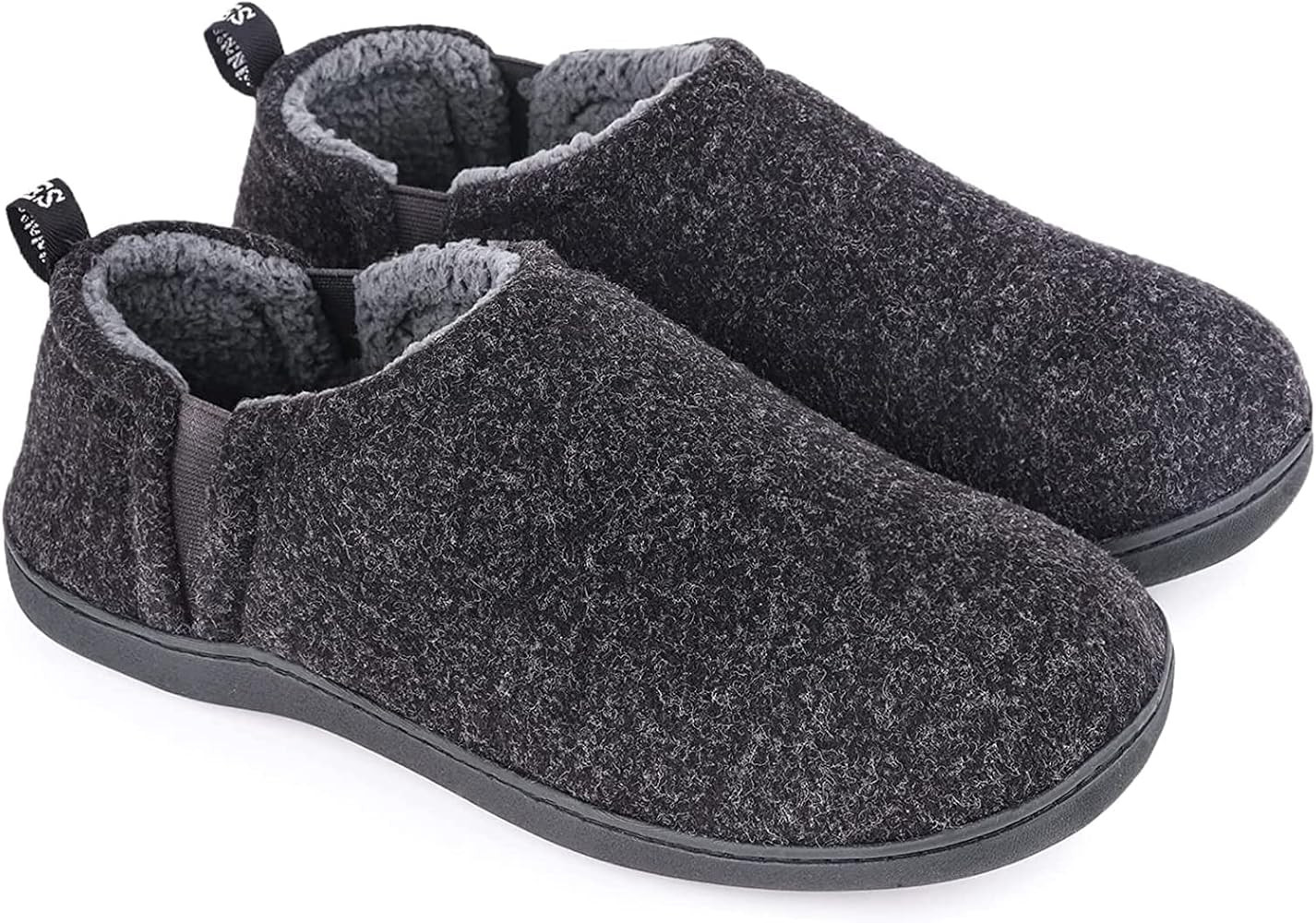 Amazon.com: Snug Leaves Men's Fuzzy Wool Felt Memory Foam Slippers Warm Winter Faux Sherpa Indoor... | Amazon (US)