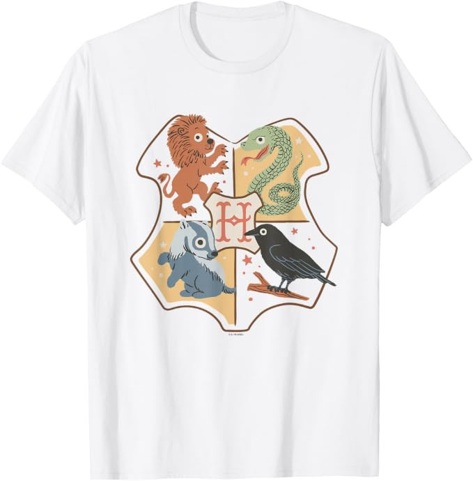 Harry Potter Hogwarts School Logo Chibi House Animals T-Shirt | Amazon (US)