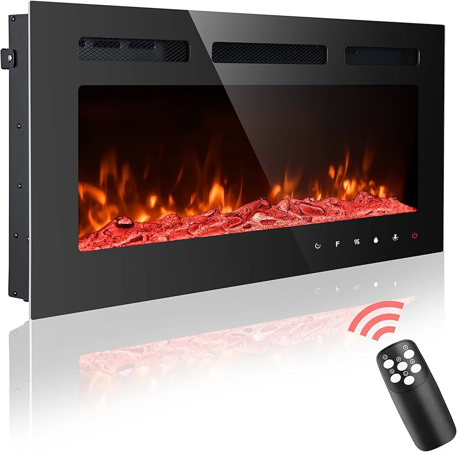 Homajor 36 inch Electric Fireplace Inserts, Electric Fireplace Wall Mounted, Led Fireplace, Reces... | Amazon (US)
